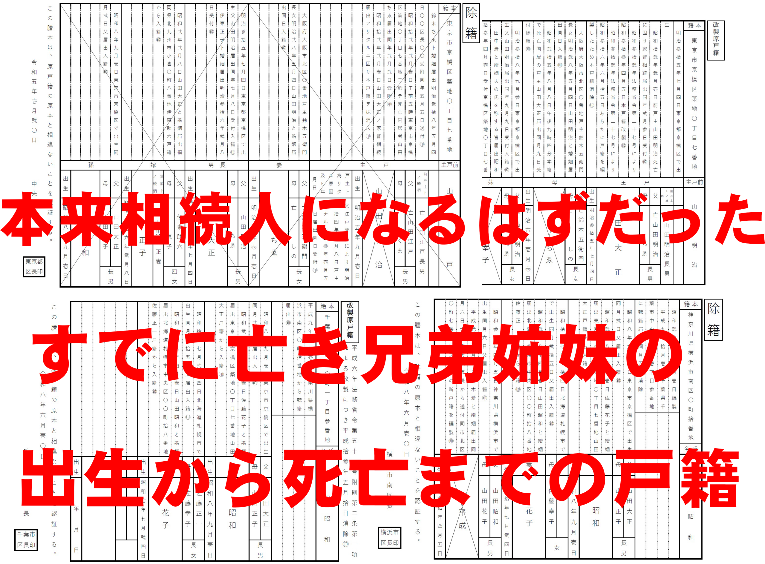 甥姪の相続手続きに追加で必要となる、すでに亡くなっている兄弟姉妹の出生から死亡までの戸籍